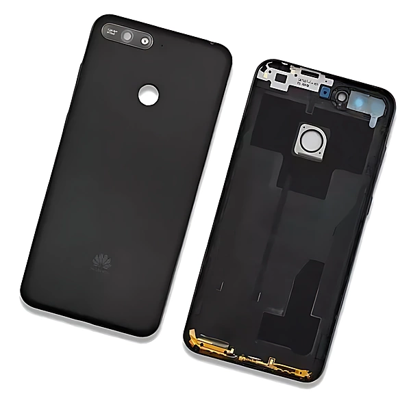 Genuine Huawei Y6 Prime 2018 - Replacement Battery Cover With Camera Lens & Buttons - Black - Original