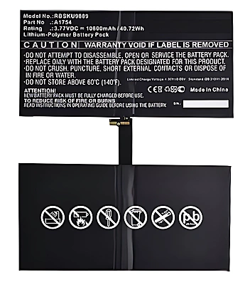 For iPad Pro 12.9 2nd Gen (2017) - Replacement Battery - A1754 - 10800mAh