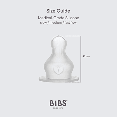 Bibs Bottle Nipple 2 Pack Silicone Medium Flow