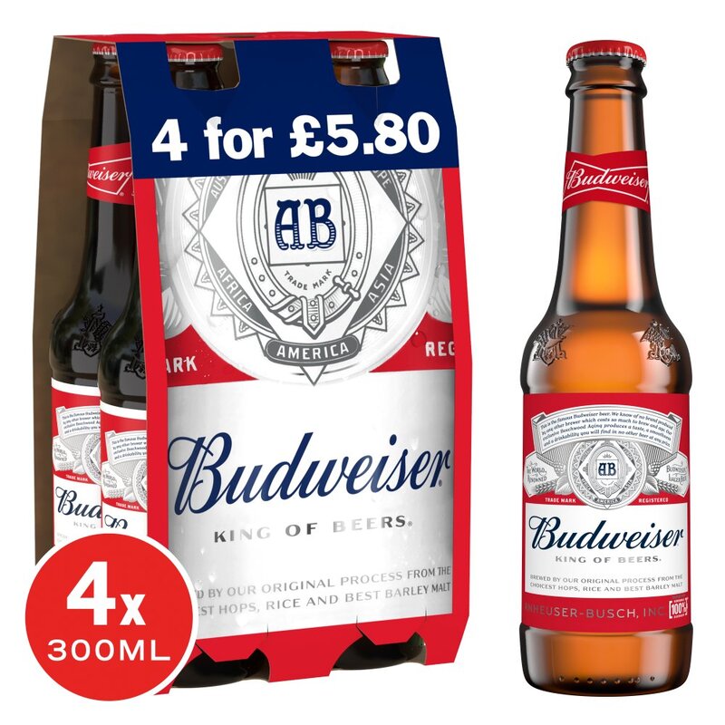Budwiser 4pk Bottle £5.80