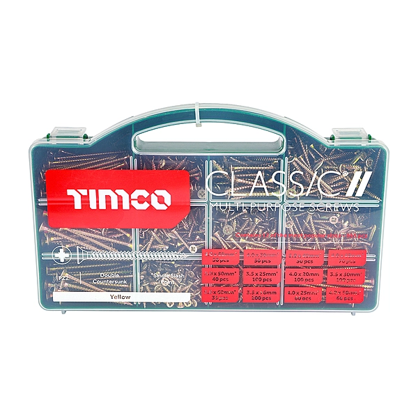 TIMCO Classic Multi-Purpose Screws Mixed Tray – 895 Pieces - Classic Tray