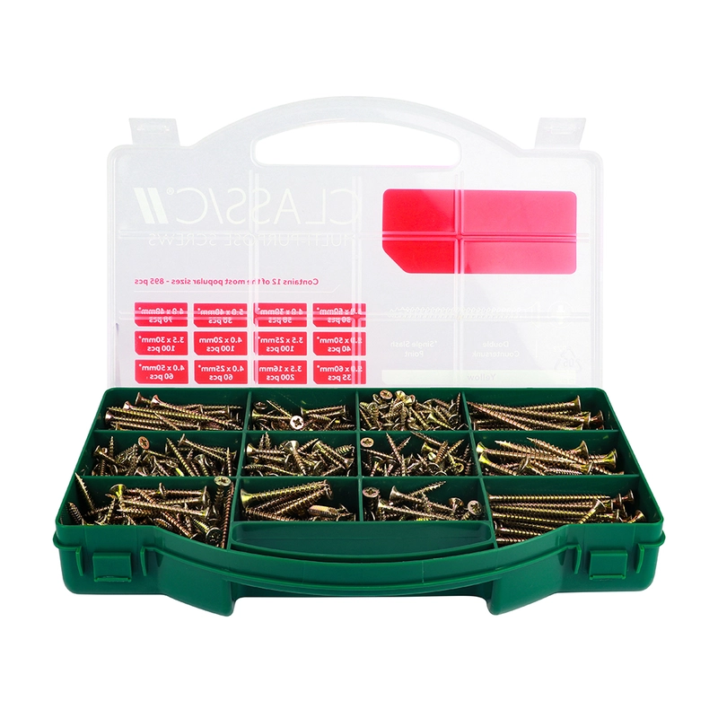 TIMCO Classic Multi-Purpose Screws Mixed Tray – 895 Pieces - Classic Tray