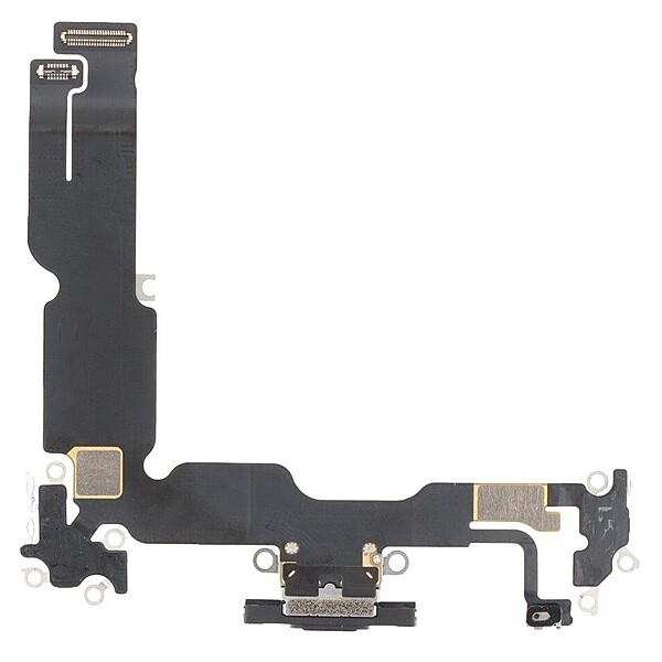 Genuine iPhone 15 Plus - Replacement Charging Port Flex Cable With Microphone - Original - Reclaimed - Black