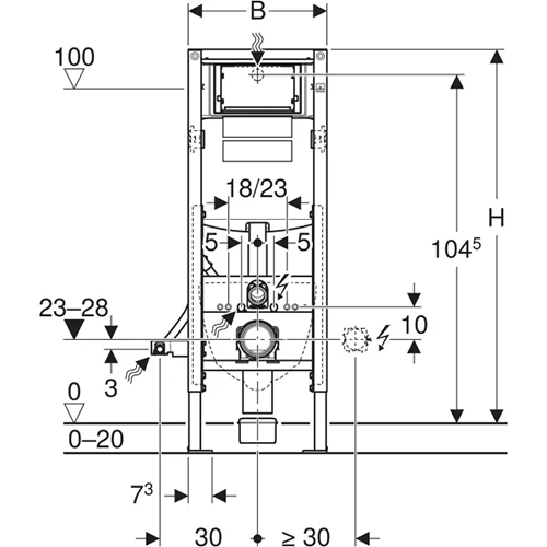 Geberit Duofix elements sienas tualetes podam, 112 cm, ar Sigma 12 cm zemapmetuma skalojamo tvertni, cilvēkiem ar īpašām vajadzībām Geberit Duofix elements sienas tualetes podam, 112 cm, ar Sigma 12 cm zemapmetuma skalojamo tvertni, cilvēkiem ar īpašām vajadzībām