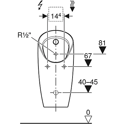 Geberit Preda pisuārs zemapmetuma vadībai Geberit Preda pisuārs zemapmetuma vadībai