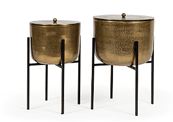 DEKOCANDLE Brass Pot with Lid on Stand