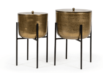 DEKOCANDLE Brass Pot with Lid on Stand