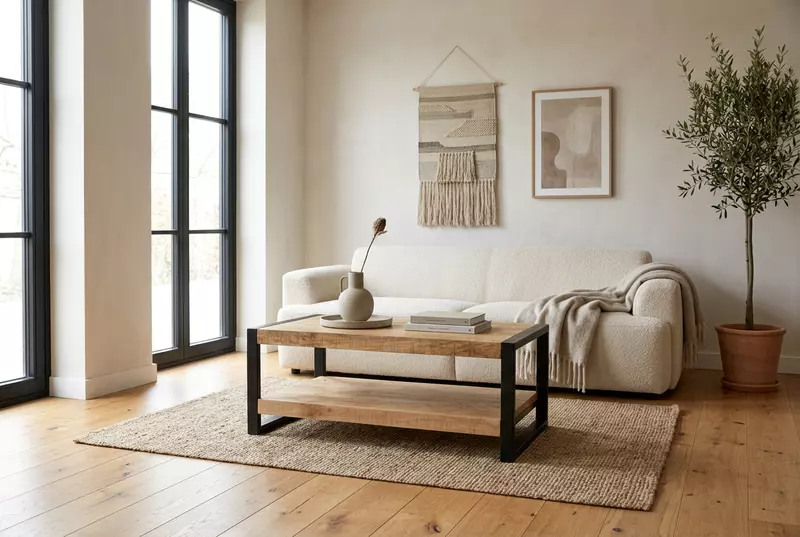 Ember Coffee Table 110 Wood-Base Almond