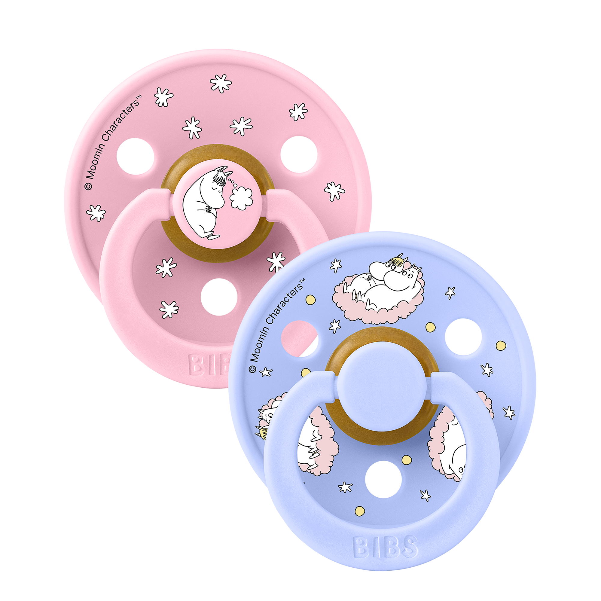BIBS x Moomin Pacifier Colour 2 PACK Dreaming Latex Size 2 Baby Pink mix