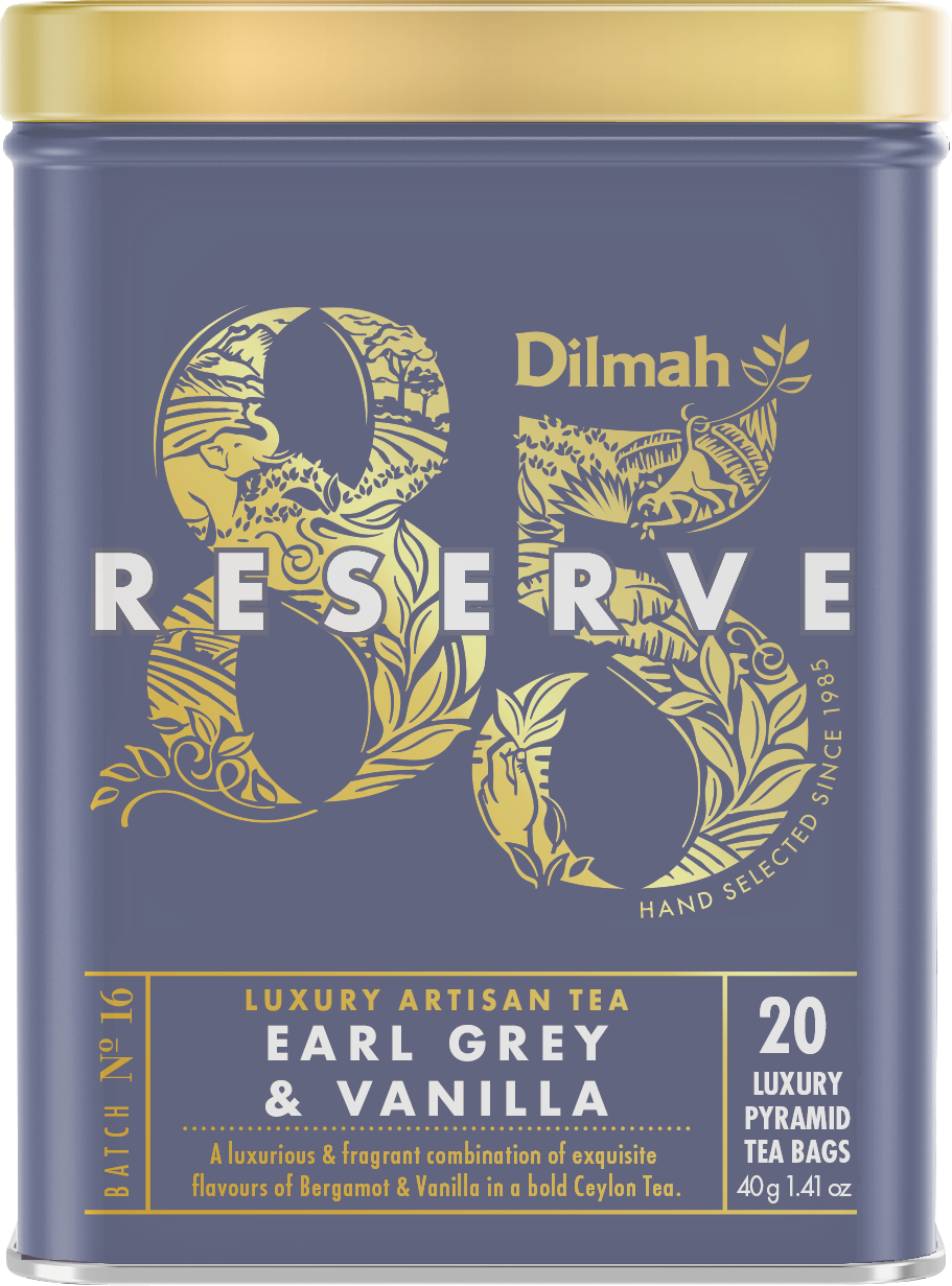 DILMAH EARL GRAY & VANILLA - 85 RESERVE LLTB TIN CADDY (SQUARE) 20