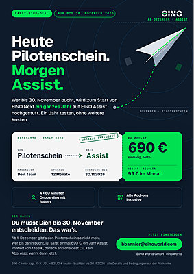 EINO Pilotenschein · 4 × 60 Minuten · bis 30.11.2026