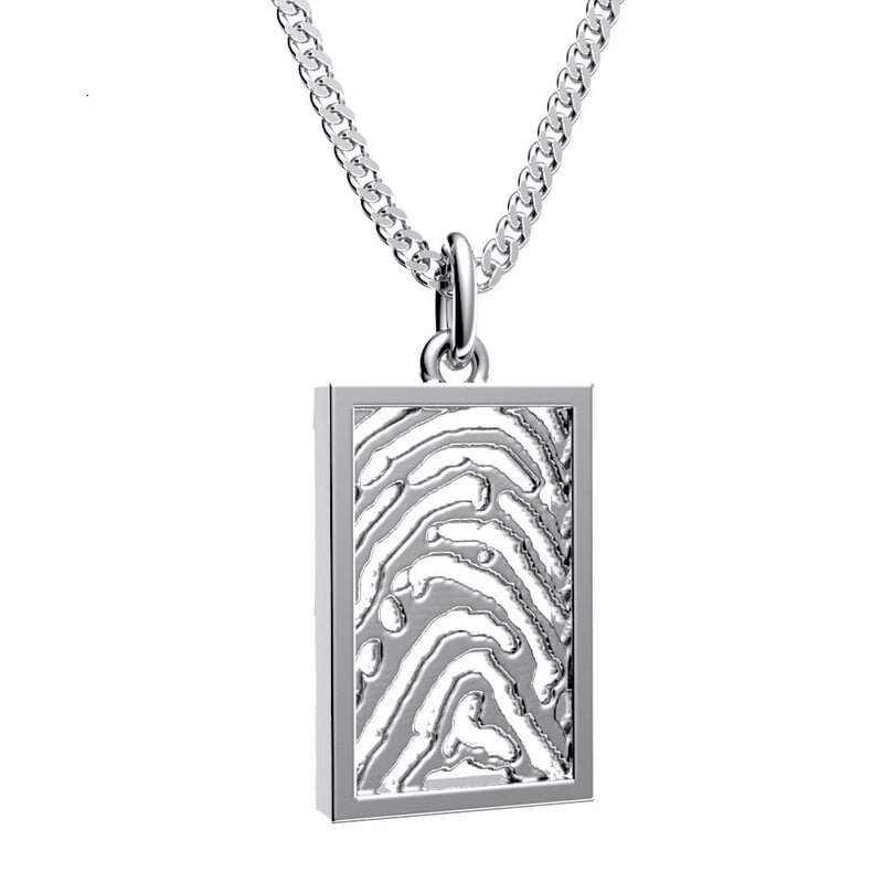 Royolz vingerafdruk hanger rechthoek