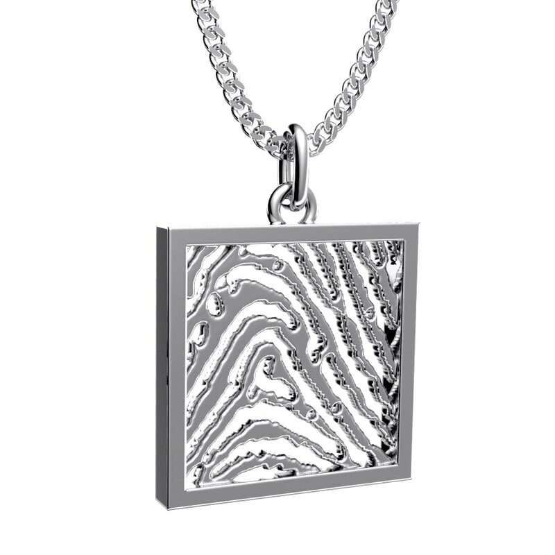 Royolz vingerafdruk hanger vierkant