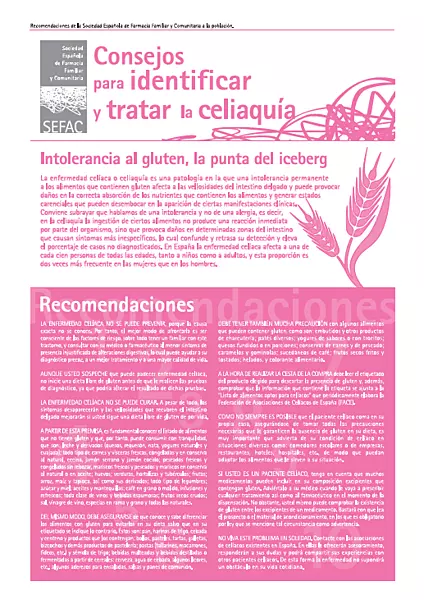 Recomendaciones SEFAC a la población: Consejos para identificar y tratar la celiaquía