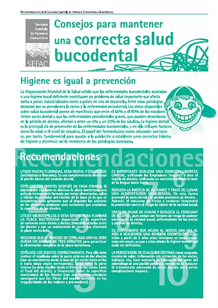 Recomendaciones SEFAC a la población: Consejos para mantener una correcta salud bucodental
