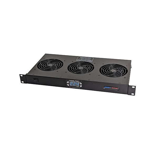 Penn Elcom Thermostatically Controlled Rack Fan Tray 1U