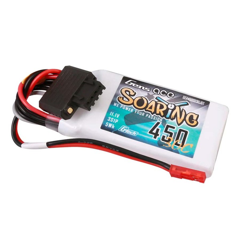GensAce Soaring LiPo 3S 11.1V-450-30C(JST) 58x31x13.5mm 47g GensAce Soaring LiPo 3S 11.1V-450-30C(JST) 58x31x13.5mm 47g