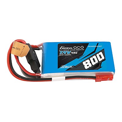 GensAce Soaring LiPo 2S 7.4V-800-45C (JST) 55x30x16mm 50g