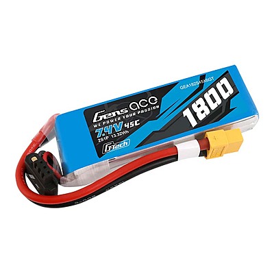 GensAce Soaring LiPo 2S 7.4V-1800-45C(XT60) 90x30x17mm 111g G-Tech GensAce Soaring LiPo 2S 7.4V-1800-45C(XT60) 90x30x17mm 111g G-Tech