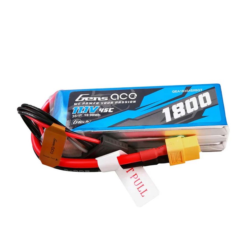 GensAce Soaring LiPo 3S 11.1V-1800-45C(XT60) 92x31x25mm 153g G-Tech GensAce Soaring LiPo 3S 11.1V-1800-45C(XT60) 92x31x25mm 153g G-Tech
