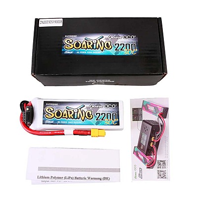 GensAce Soaring LiPo 3S 11.1V-2200-30C(XT60) 107x34x21mm 175g G-Tech GensAce Soaring LiPo 3S 11.1V-2200-30C(XT60) 107x34x21mm 175g G-Tech