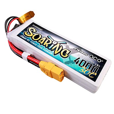 GensAce Soaring LiPo 3S 11.1V-4000-30C(XT90) 136x42.5x22.5mm 290g GT GensAce Soaring LiPo 3S 11.1V-4000-30C(XT90) 136x42.5x22.5mm 290g GT