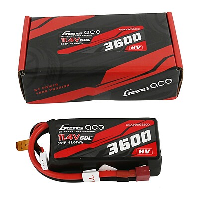 GensAce Bashing Crawler LiPo 3S 11.4V-3600-60C(Deans) 89x42x26mm 218g GensAce Bashing Crawler LiPo 3S 11.4V-3600-60C(Deans) 89x42x26mm 218g
