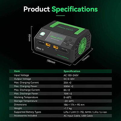 GensAce Charger iMars D1000 PLUS Smart Dual Channel AC 1000W (EU) GensAce Charger iMars D1000 PLUS Smart Dual Channel AC 1000W (EU)