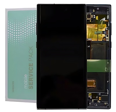 For Samsung Note 10 Plus 5G - Replacement AMOLED Touch Screen Assembly With Chassis - Aura Black - Service Pack - GH82 - 20838A