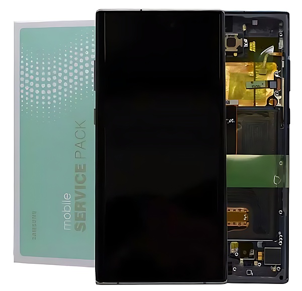 For Samsung Note 10 Plus 5G - Replacement AMOLED Touch Screen Assembly With Chassis - Aura Black - Service Pack - GH82 - 20838A
