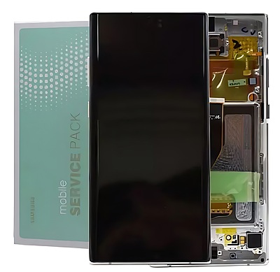 For Samsung Note 10 Plus 5G - Replacement AMOLED Touch Screen Assembly With Chassis - Aura White - Service Pack - GH82 - 20838B