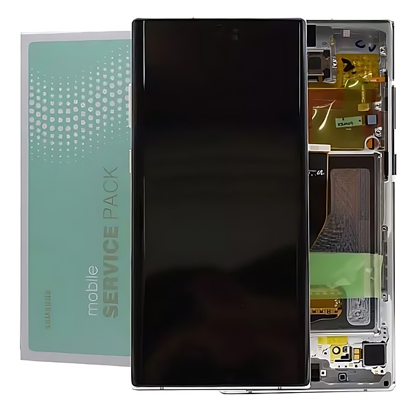 For Samsung Note 10 Plus 5G - Replacement AMOLED Touch Screen Assembly With Chassis - Aura White - Service Pack - GH82 - 20838B
