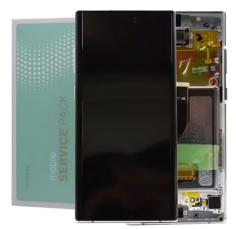 For Samsung Note 10 Plus 5G - Replacement AMOLED Touch Screen Assembly With Chassis - Aura White - Service Pack - GH82 - 20838B