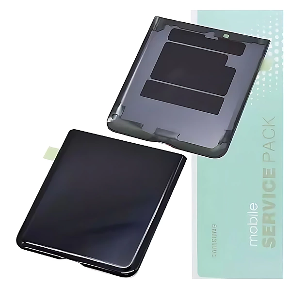 Genuine Samsung Z Flip , F700 - Replacement Battery Cover , Rear Panel With Adhesive - Mirror Black - Service Pack - GH82 - 22204A