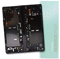 Genuine Samsung Z Fold 2 5G , F916 - Replacement AMOLED Touch Screen Assembly With Chassis - Mystic Black - Silver Hinge - Service Pack - GH82 - 24296A