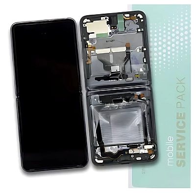 Genuine Samsung Z Flip 5G , F707 - Replacement AMOLED Touch Screen Assembly With Chassis - Black - Service Pack - GH82 - 27359A