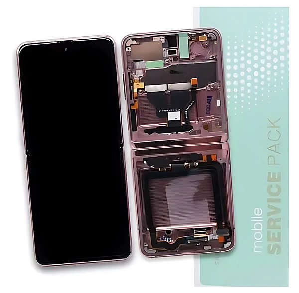 Genuine Samsung Z Flip 5G , F707 - Replacement AMOLED Touch Screen Assembly With Chassis - Mystic Bronze - Service Pack - GH82 - 27359B