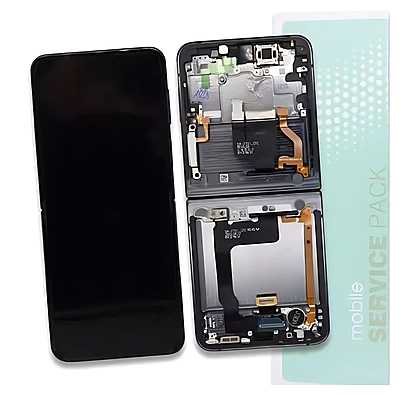 For Samsung Z Flip4 - Replacement Screen AMOLED Touch Assembly With Chassis Graphite Service Pack - GH82 - 30238A