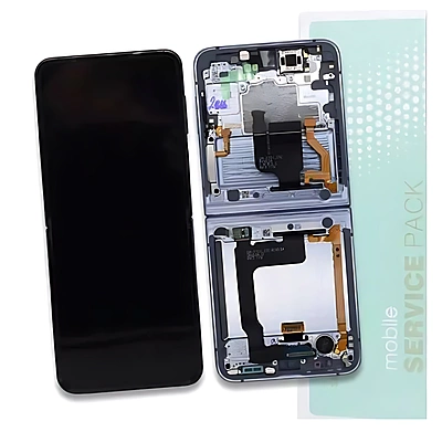 For Samsung Z Flip4 , F721 - Replacement AMOLED Touch Screen Assembly With Chassis - Blue - Service Pack - GH82 - 30238D