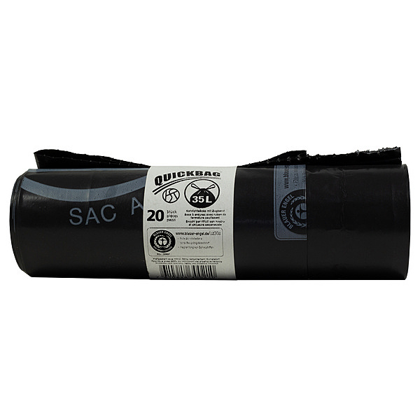Kehrichtsack Quickbag mit OKS | Zugband | 35 Liter | Schwarz