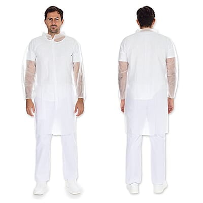 Besucherkittel Light mit Druckknöpfen | PP | weiss | Grösse S Besucherkittel Light mit Druckknöpfen | PP | weiss | Grösse S