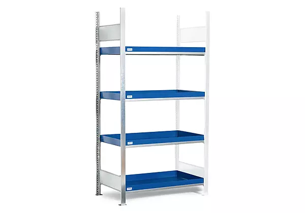 Gefahrstoff-Kleingebinderegal | Anbaufeld | 4 lackierte Auffangwannen | 1012 x 637 x 2000 mm | 1 Stück