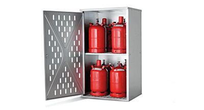 Gasflaschenschrank für 10 x 11 kg oder 4 x 33 kg Gasflaschen | 1-flügelige Tür | verzinkt | 1 Stück