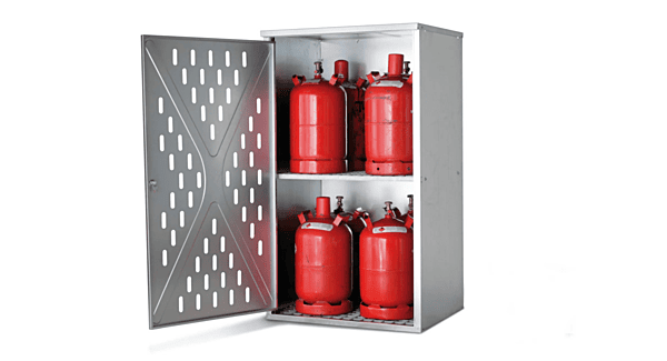 Gasflaschenschrank für 10 x 11 kg oder 4 x 33 kg Gasflaschen | 1-flügelige Tür | verzinkt | 1 Stück
