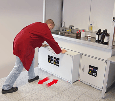 Feuerbeständiger Unterbauschrank GU 50 | Typ 90 | mit 1 Auszugswanne | Grau | 1 Stück