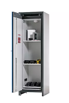 Lithium-Ionen Akku-Lagerschrank | SafeStore Core | 3 Fachböden | B 600 mm | 1 Stück Lithium-Ionen Akku-Lagerschrank | SafeStore Core | 3 Fachböden | B 600 mm | 1 Stück