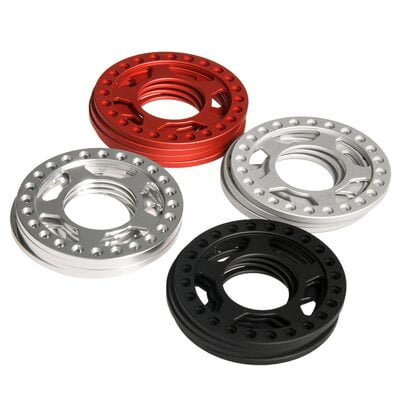 1.9" Aluminium 5 Spoke Star Beadlock Rings Red Silver Grey Black 1.9" Aluminium 5 Spoke Star Beadlock Rings Red Silver Grey Black