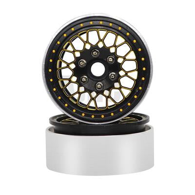 1.9" Beadlock 25mm Wide Aluminium Alloy Crawler Car RC Set 4 Wheels Mesh Gold 1.9" Beadlock 25mm Wide Aluminium Alloy Crawler Car RC Set 4 Wheels Mesh Gold