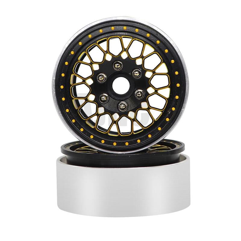 1.9" Beadlock 25mm Wide Aluminium Alloy Crawler Car RC Set 4 Wheels Mesh Gold 1.9" Beadlock 25mm Wide Aluminium Alloy Crawler Car RC Set 4 Wheels Mesh Gold
