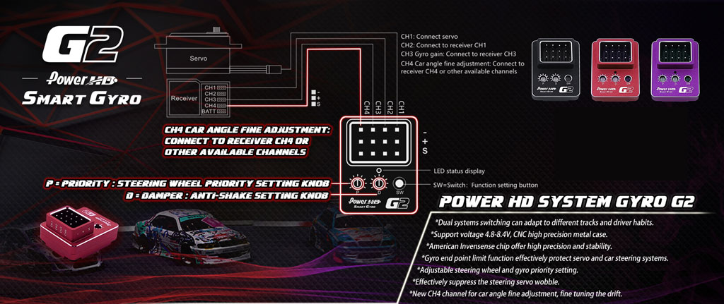 Power HD Gyro G2 drift Dual System 4CH Purple Power HD Gyro G2 drift Dual System 4CH Purple